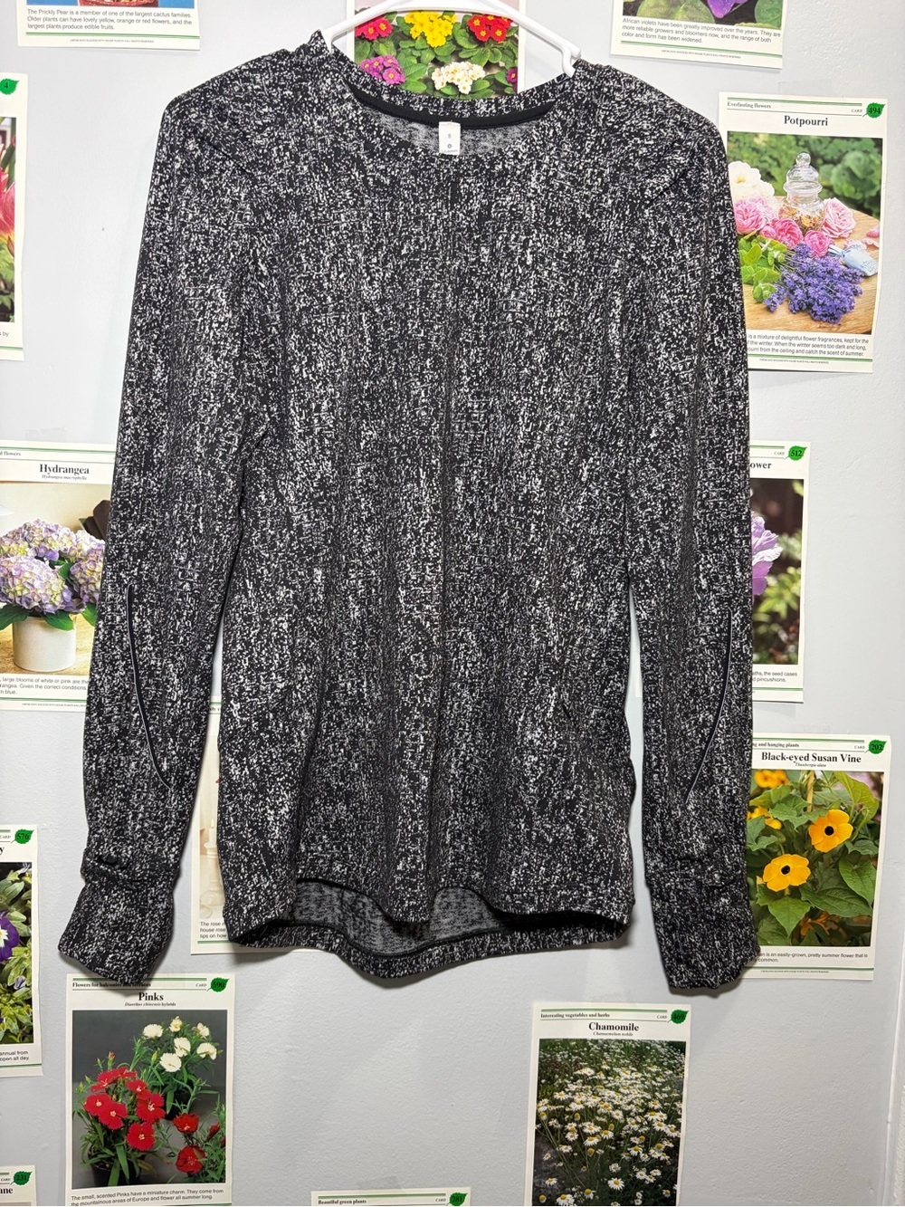 lululemon athletica Black & White Marled Crew Top